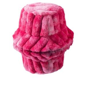 Pink Faux Fur Bucket Hat Unisex